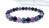 Gemstone 8mm Beads Bracelet - Amethyst, Sodalite & Black Obsidian - Protection & Clarity of Thought
