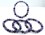 Gemstone 8mm Beads Bracelet - Amethyst, Sodalite & Black Obsidian - Protection & Clarity of Thought