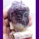 Amethyst Buddha Head - Third Eye & Crown Chakra Stone Healing Crystal