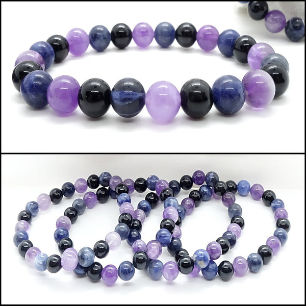 Gemstone Bead Bracelet - Combats Negativity - 8mm Beads, Elasticated