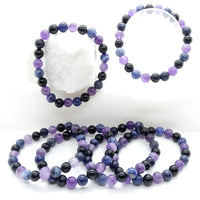 Gemstone Bead Bracelet - Combats Negativity - 8mm Beads, Elasticated