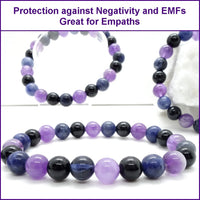 Gemstone Bead Bracelet - Combats Negativity - 8mm Beads, Elasticated