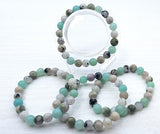 Gemstone 8mm Beads Bracelet - Moonstone, Caribbean Calcite & Jade