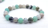 Gemstone 8mm Beads Bracelet - Moonstone, Caribbean Calcite & Jade