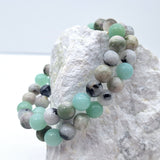 Gemstone 8mm Beads Bracelet - Moonstone, Caribbean Calcite & Jade