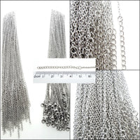 Trace Chain Necklace in Stainless Steel 50cm long, 1mm thick, Adjustable - £1 each