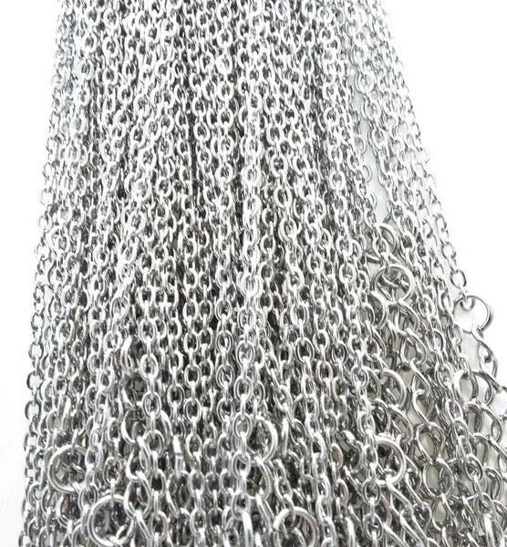Trace Chain Necklace in Stainless Steel 50cm long, 1mm thick, Adjustable - £1 each