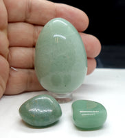 Green Aventurine Egg & Tumblestones - Heart Chakra Stone - Crystal Healing Set for Luck